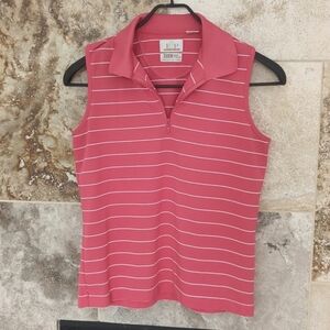 EP Pro Pink Striped Sleeveless Polo Top